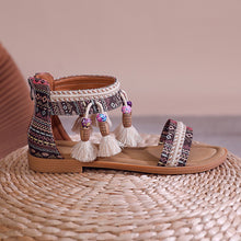 Load image into Gallery viewer, Bohemian Summer New Ethnic Fairy Open Toe Beaded Roman Sandals