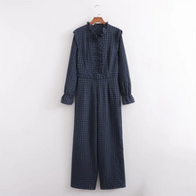 Load image into Gallery viewer, 2024 Spring New Women&#39;s Fashion temperament casual versatile bubble sleeve plaid long jumpsuit