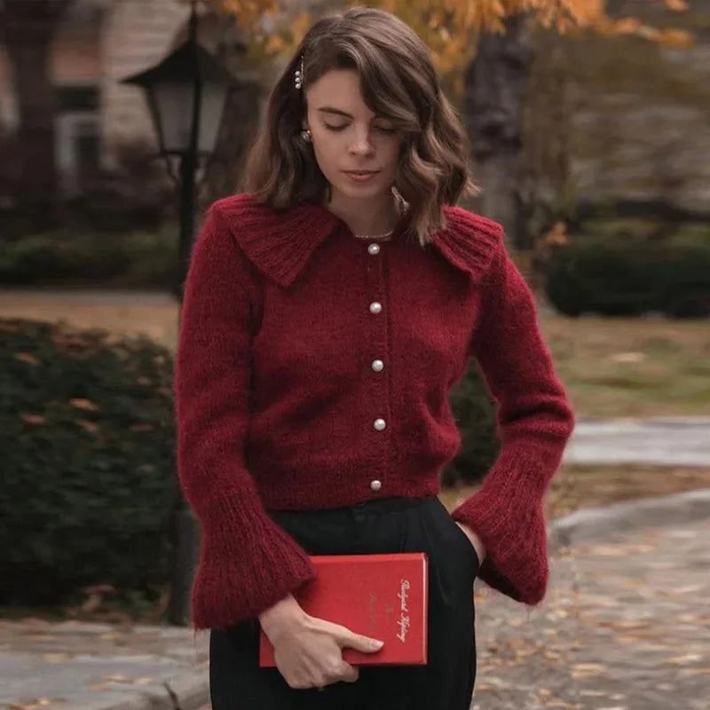 Tassel Patchwork Printed Cardigan Women Geometric Patterns Belts V-neck Long Sleeve Knitted Street Lady Sweater 2025 Autumn Coat