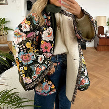 Load image into Gallery viewer, Vintage Floral Flower Printed Cotton Coat Women Fleece Thick Warm Long Sleeve Quilted Jacket Autumn Winter Women's Clothing