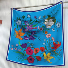 Load image into Gallery viewer, Silk Scarf Women Floral Printed Square Scarves Head Echarpes Silk Foulards Femme Wraps Beach Shawls Bandana Lady Hijabs 90CM