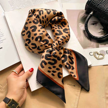 Load image into Gallery viewer, 70cm Leopard Print Silk Square Scarf for Women Satin Shawl Fashion Wraps Neckerchief Female Hair Bands Ribbon Headband Bandana
