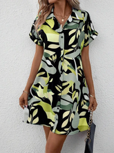 Load image into Gallery viewer, New Summer Everyday Casual Women's Short Sleeve Shirt Dress  Sweet Fashion Single-breasted Dress Floral Print Elegant Dress