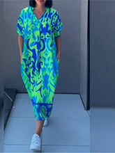 Load image into Gallery viewer, Women's Short-sleeve New V-neck Print Casual Dress Summer Fashion Elegant Office Party Holiday Women Clothes Dresses Robe Femme