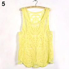 Load image into Gallery viewer, Women's Sleeveless Lace Tank Top Sexy Embroidery Hollow-out Floral Crochet Shirt Crochet T-Shirts For Women Lace Tee Shirt