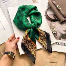Load image into Gallery viewer, 70cm Leopard Print Silk Square Scarf for Women Satin Shawl Fashion Wraps Neckerchief Female Hair Bands Ribbon Headband Bandana