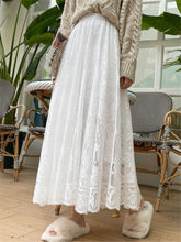 Load image into Gallery viewer, Vintage Women&#39;s Lace Crochet Umbrella Long Skirts Bohemian High Waist Hollow Out Female Maxi Skirts Spring Summer