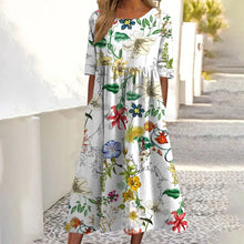 Load image into Gallery viewer, 2026Summer New Arrival Women's Casual Crew Neck Pocket Short Sleeve Printed Dress