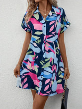 Load image into Gallery viewer, New Summer Everyday Casual Women's Short Sleeve Shirt Dress  Sweet Fashion Single-breasted Dress Floral Print Elegant Dress