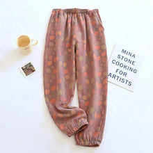 Load image into Gallery viewer, New Spring Summer Women's Pajamas 100% Cotton Crepe Pants Women's Comfortable Loose Large Leaf Home Pants Thin Bottoms