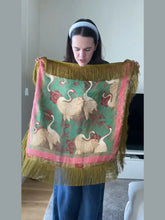 Load image into Gallery viewer, Tassel Floral Women ’s Scarf Large Square Silky Satin Scarf With Olive Fringe Trim Scarf Female 2026 Spring Woman Accessory