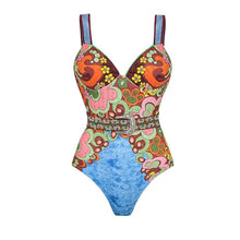 Load image into Gallery viewer, 2Pcs Printed Swimsuit Women Sexy Swimwear New Bikini With Long Skirt Female Biquini Push Up Swim Suit Bodysuit Beachwear CoverUp