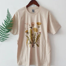 Load image into Gallery viewer, Dandelion Botanical Graphic Tshirt Hiking Shirt Botanical Print Shirt Short Sleeve Cotton Oversized Tee Women Clothing Harajuku