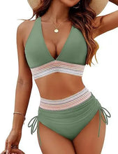 Load image into Gallery viewer, New 2026 Summer Beachwear Women Textured Bikini Set Wide Shoulder Belt Swimwear High Waist Push Up Bathing Suits Female Swimsuit