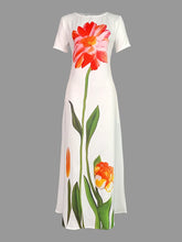 Load image into Gallery viewer, Gymystars Summer Evening Dresses Elegant Party Dresses 2026 Fashion Boat Neck Flower Print Luxurious Holiday Dress Trend Clothes