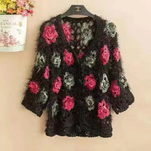 Load image into Gallery viewer, Three-Dimensional Flower Openwork Crocheted Sweater Cardigan Women's Spring And Autumn New Heavy Industry Joker Sweater 3XL Coat