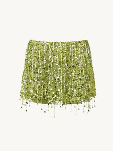 Sexy Sequin Tassels Beach Outfits Women Shiny Fashion Bikinis Sets Female 2025 Summer Holiday High Street Raves Sets 2 Pieces