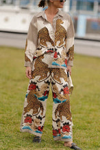 Load image into Gallery viewer, Fashion Print Beach Holiday 2-Piece Set Women Spring Summer Long Sleeve Shirt Top + Wide Legs Women's Oversized Two-Piece Outfit