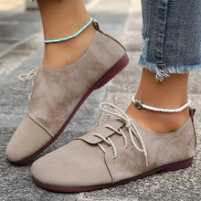 Load image into Gallery viewer, Brown Round Toe Flats Shoes Women 2025 Faux Suede Lace Up Flat Shoes for Woman Plus Size 43 Soft Walking Casual Shoes Female