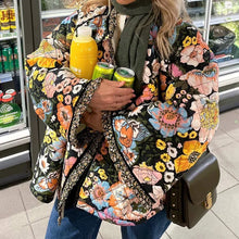 Load image into Gallery viewer, Vintage Floral Flower Printed Cotton Coat Women Fleece Thick Warm Long Sleeve Quilted Jacket Autumn Winter Women's Clothing