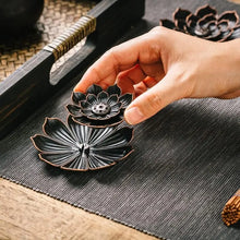 Load image into Gallery viewer, Incense Stick Holder Alloy Lotus Line Incense Burner Yoga Sage Sandalwood Coil Base Bronze Crafs Home Decor Christmas Gift