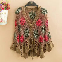 Load image into Gallery viewer, Three-Dimensional Flower Openwork Crocheted Sweater Cardigan Women's Spring And Autumn New Heavy Industry Joker Sweater 3XL Coat