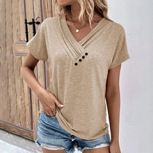 Load image into Gallery viewer, Fashion Women T Shirt Solid Color V Neck Short Sleeve Basic Tops Tee Streetwear Summer Oversized Clothing Female T-Shirts