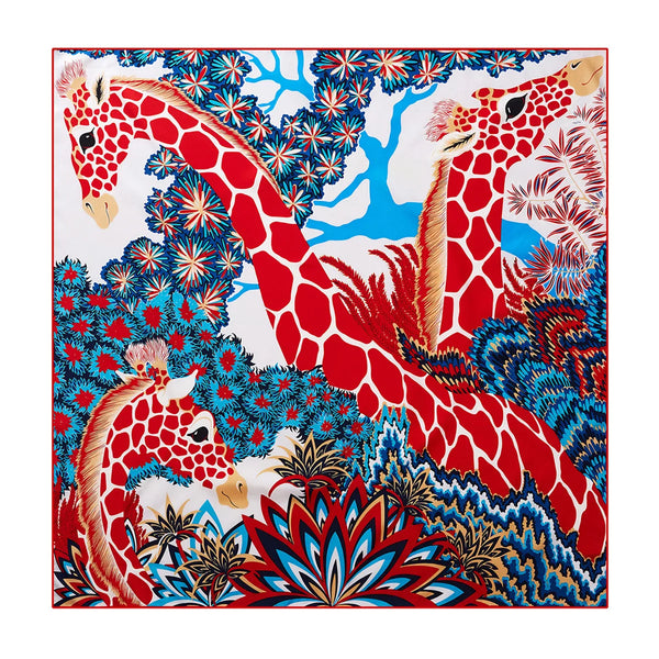 90cm Three Giraffes Brand Hijab Scarf Women Bandana Handmade Curled Twill Silk Square Scarf Luxury Foulard Head Scarves Shawl