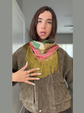 Load image into Gallery viewer, Tassel Floral Women ’s Scarf Large Square Silky Satin Scarf With Olive Fringe Trim Scarf Female 2026 Spring Woman Accessory