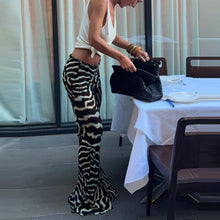 Load image into Gallery viewer, Sexy V-neck Camisole Top and Long Pants  Beach Outfit Chiffon Loose Casual Suits Stripe Printed Vacation Women's Two Piece Set