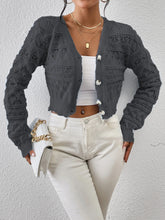 Load image into Gallery viewer, 2026 New Autumn Women V-neck Knitwears Long Sleeve Knitted Sweaters Hollow Out Embroidery Single Breasted Short Cardigans Tops