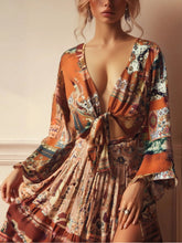 Load image into Gallery viewer, Boho Queens Sun Flower Beach Summer Short Kimono Women 2025 Ruffles Flare Sleeves Vacation Bohemian Bikini Cover-ups