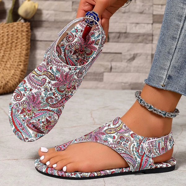 Women Flat Sandals Comfortable Flats Sandals Printed Bohemia Roman Style Shoes for Women Fashion Shoes Sandalias De Mujer