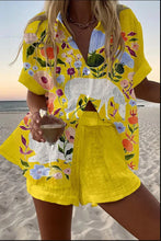 Load image into Gallery viewer, Fashion Print Beach Holiday 2-Piece Set Women Summer Short Sleeve Shirt Top + Wide Legs Short Women's Oversized Two-Piece Outfit