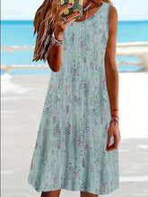 Load image into Gallery viewer, 2025 Summer Women's Dresses Beach Casual Style Sleeveless Dresses Floral Printed Round Neck Dresses Loose With Pockets Dresses