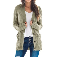 Load image into Gallery viewer, Autumn Winter Women Long Sleeve Knitted Cardigan Single Breasted Solid Color V Neck Loose Sweater Outwear Oversize S-3XL