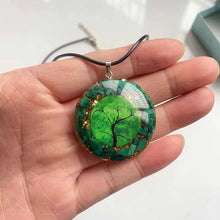 Load image into Gallery viewer, Orgonite Energy Pendant Green Malachite Tree of Life Orgone Chakra Healing Necklace Gift Package
