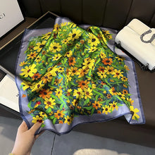 Load image into Gallery viewer, 2025 New 100% Pure Silk Scarf Women Neck Hair Foulard Bandana Square Small Headband Hijab Print Poncho Scarves Pashmina