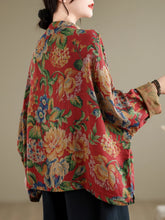 Load image into Gallery viewer, Large Size Spring Cotton Linen Print Button up irt Chinese Sle Tea Costume Retro Chinese Sle Outerwear Women's irt