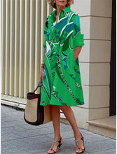 Load image into Gallery viewer, S-5Xl Summer Shirt Dress White Blue Evening Vintage Dresses Party Extra Long Women\'s Loose Gowns Only Celadon Printed Gowns