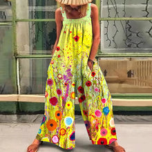 Load image into Gallery viewer, Loose casual lazy wind oversize print suspenders one-piece pants 2024 summer new straps broad leg one-piece pants woman