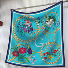 Load image into Gallery viewer, Silk Scarf Women Floral Printed Square Scarves Head Echarpes Silk Foulards Femme Wraps Beach Shawls Bandana Lady Hijabs 90CM