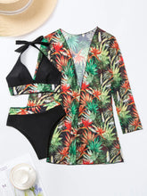 Load image into Gallery viewer, Halter Print Bikini Sets 3PCS Women Swimsuit With Kimono High Waist Swimwear Female Bathers Bathing Swimming Swim Suit Beachwear