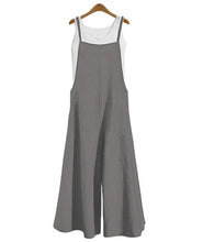 Load image into Gallery viewer, Women Straps Jumpsuit Summer Solid Color Wide Leg Pants Dungaree Bib Overalls Casual Loose Sleeveless Cotton Linen Jumpsuits 5Xl
