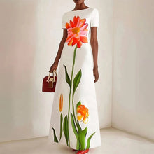 Load image into Gallery viewer, Gymystars Summer Evening Dresses Elegant Party Dresses 2026 Fashion Boat Neck Flower Print Luxurious Holiday Dress Trend Clothes