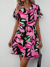 Load image into Gallery viewer, New Summer Everyday Casual Women's Short Sleeve Shirt Dress  Sweet Fashion Single-breasted Dress Floral Print Elegant Dress