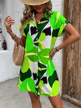 Load image into Gallery viewer, New Summer Everyday Casual Women's Short Sleeve Shirt Dress  Sweet Fashion Single-breasted Dress Floral Print Elegant Dress