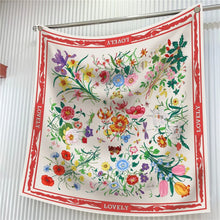 Load image into Gallery viewer, Silk Scarf Women Floral Printed Square Scarves Head Echarpes Silk Foulards Femme Wraps Beach Shawls Bandana Lady Hijabs 90CM