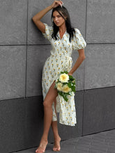 Load image into Gallery viewer, Summer Women&#39;s Light Long Dress 100% Cotton A-line Midi Dresses Muslin with Side Slits Flowers Elegant Beige Dress for Women