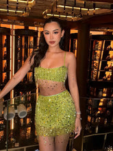 Load image into Gallery viewer, Sexy Sequin Tassels Beach Outfits Women Shiny Fashion Bikinis Sets Female 2025 Summer Holiday High Street Raves Sets 2 Pieces